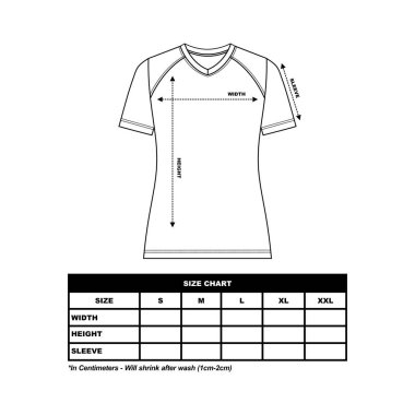 Kısa kollu tişört Boyut Çizelgesi, kadın yuvarlak, kare ve V yakalı. Teknik taslak düz çizim vektör çizimi