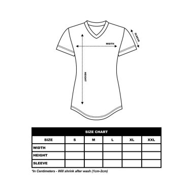Kısa kollu tişört Boyut Çizelgesi, kadın yuvarlak, kare ve V yakalı. Teknik taslak düz çizim vektör çizimi