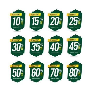 Ramazan Kareem Etiketi bayrağı, çıkartma, rozet, reklam afişi. Ramazan Big Sale 'e özel teklif. İslami tanıtım vektörü illüstrasyonu