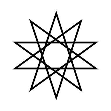 Dekagram, satanist semboller, ortaçağ okültizmi, sihirli pullar, mühürler, mistik düğümler, şeytan haçı. Mühür Lucifer Baphomet vektörü