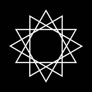 Dodekagram, satanist semboller, ortaçağ okültizmi, sihirli pullar, mühürler, mistik düğümler, şeytan haçı. Mühür Lucifer Baphomet vektörü