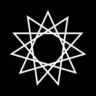 Endekagram, satanist semboller, ortaçağ okültizmi, sihirli pullar, mühürler, mistik düğümler, şeytan haçı. Mühür Lucifer Baphomet vektörü