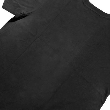 Önde ve arkada temiz arkaplanda boş tişört siyah şablon. Kısa kol maketi