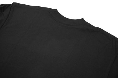 Önde ve arkada temiz arkaplanda boş tişört siyah şablon. Kısa kol maketi