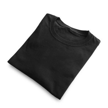 Önde ve arkada temiz arkaplanda boş tişört siyah şablon. Kısa kol maketi