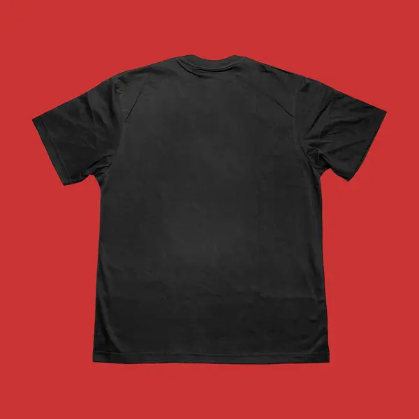Blank t-shirt black template front and back view on clean background. Short Sleeve mock-up