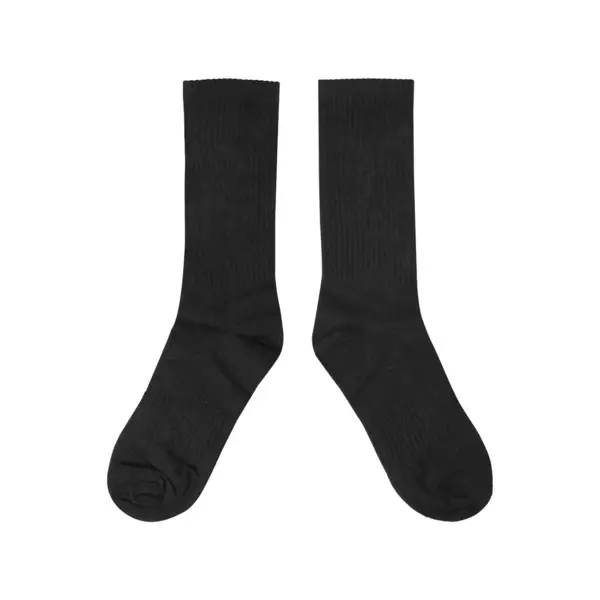 Temiz arkaplanda izole edilmiş bir çift siyah çorap..