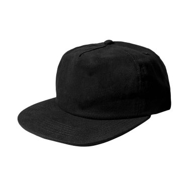 Siyah snapback kapaklar temiz bir arka plan, ön ve arka taraf.