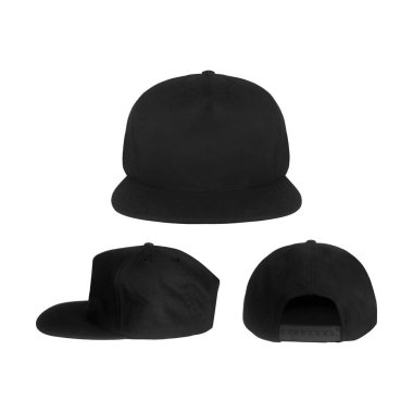 Black snapback caps mockup on a clean background, front and back side. clipart