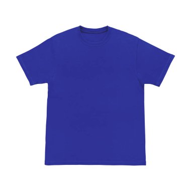 Boş tişört mavi şablon ön ve arka görünüm. Kısa kol maketi