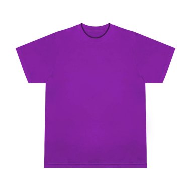 Boş tişört mor şablon ön ve arka görünüm. Kısa kol maketi