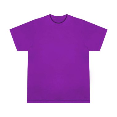 Boş tişört mor şablon ön ve arka görünüm. Kısa kol maketi
