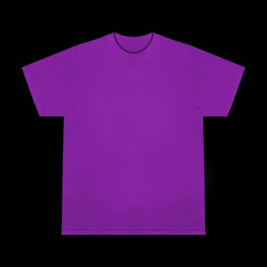 Boş tişört mor şablon ön ve arka görünüm. Kısa kol maketi
