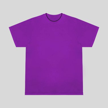Boş tişört mor şablon ön ve arka görünüm. Kısa kol maketi