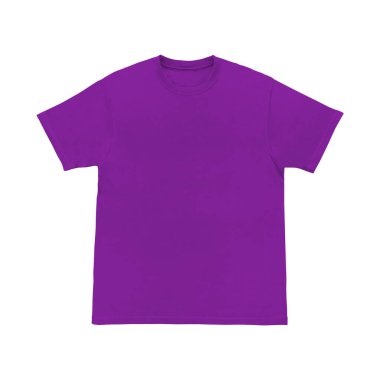Boş tişört mor şablon ön ve arka görünüm. Kısa kol maketi