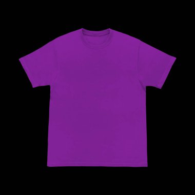 Boş tişört mor şablon ön ve arka görünüm. Kısa kol maketi