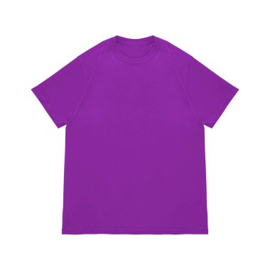 Boş tişört mor şablon ön ve arka görünüm. Kısa kol maketi