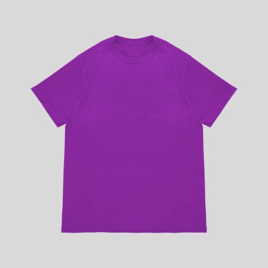 Boş tişört mor şablon ön ve arka görünüm. Kısa kol maketi