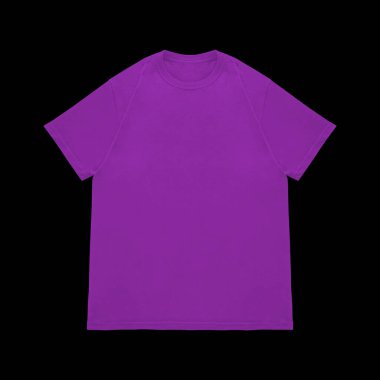 Boş tişört mor şablon ön ve arka görünüm. Kısa kol maketi