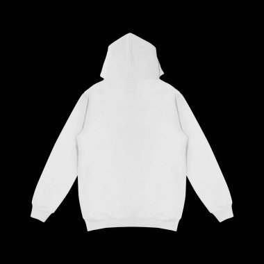 Düz beyaz kapüşonlu şablon. Uzun kollu, düz kollu kapüşonlu bir sweatshirt. Kapüşonlu