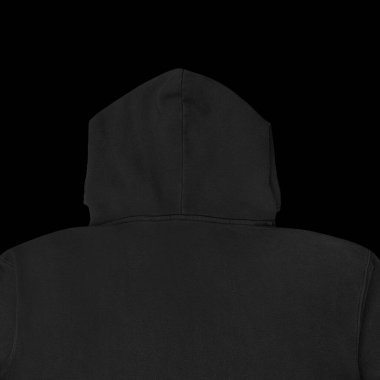 Düz siyah kapüşonlu şablon. Tasarım ve baskı için uzun kollu düz kollu kapüşonlu sweatshirt. Kapüşonlu ön ve arka üst görünüm