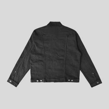 Siyah kot ceket, ön ve arka manzara, kot ceket seti..