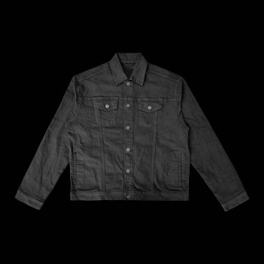 Siyah kot ceket, ön ve arka manzara, kot ceket seti..