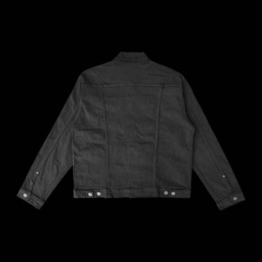 Siyah kot ceket, ön ve arka manzara, kot ceket seti..