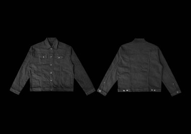 Siyah kot ceket, ön ve arka manzara, kot ceket seti..