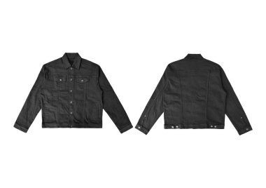 Siyah kot ceket, ön ve arka manzara, kot ceket seti..