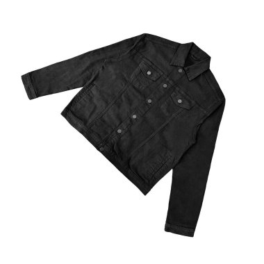 Siyah kot ceket, ön ve arka manzara, kot ceket seti..