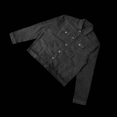 Siyah kot ceket, ön ve arka manzara, kot ceket seti..