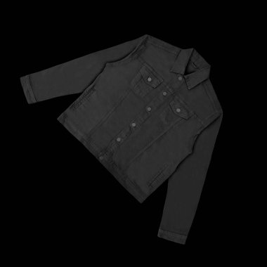 Siyah kot ceket, ön ve arka manzara, kot ceket seti..