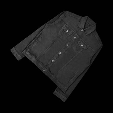 Siyah kot ceket, ön ve arka manzara, kot ceket seti..