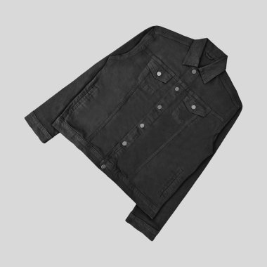 Siyah kot ceket, ön ve arka manzara, kot ceket seti..