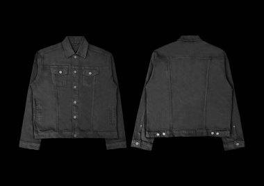 Siyah kot ceket, ön ve arka manzara, kot ceket seti..