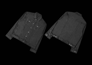 Siyah kot ceket, ön ve arka manzara, kot ceket seti..