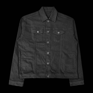 Siyah kot ceket, ön ve arka manzara, kot ceket seti..