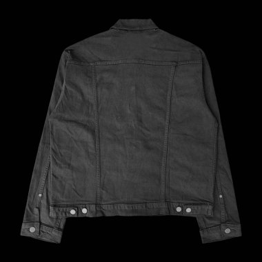 Siyah kot ceket, ön ve arka manzara, kot ceket seti..