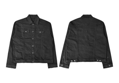 Siyah kot ceket, ön ve arka manzara, kot ceket seti..