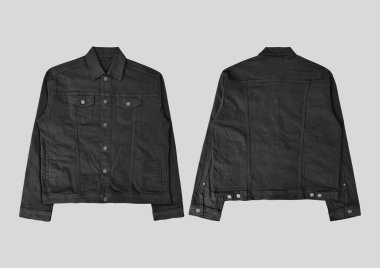 Siyah kot ceket, ön ve arka manzara, kot ceket seti..