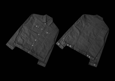 Siyah kot ceket, ön ve arka manzara, kot ceket seti..