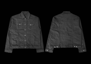 Siyah kot ceket, ön ve arka manzara, kot ceket seti..