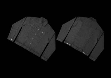 Siyah kot ceket, ön ve arka manzara, kot ceket seti..