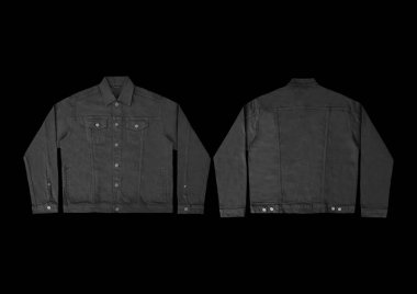 Siyah kot ceket, ön ve arka manzara, kot ceket seti..