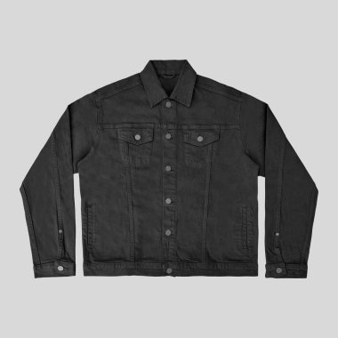 Siyah kot ceket, ön ve arka manzara, kot ceket seti..