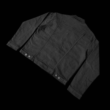 Siyah kot ceket, ön ve arka manzara, kot ceket seti..