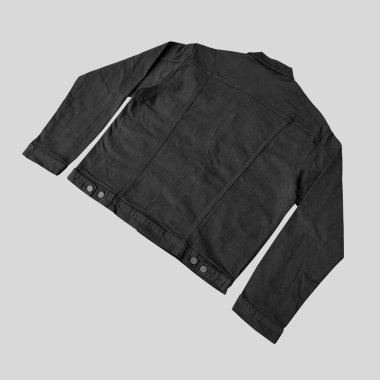 Siyah kot ceket, ön ve arka manzara, kot ceket seti..