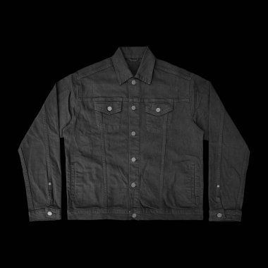 Siyah kot ceket, ön ve arka manzara, kot ceket seti..