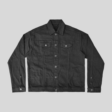 Siyah kot ceket, ön ve arka manzara, kot ceket seti..